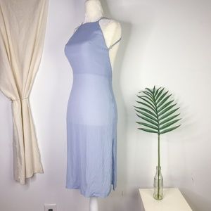 Reformation Open Back Midi Dress Slip Blue Thistle